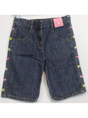 2009 Gymboree Pretty Lady Denim Bermuda Shorts sz 12 Embroidered Ladybugs Adjust